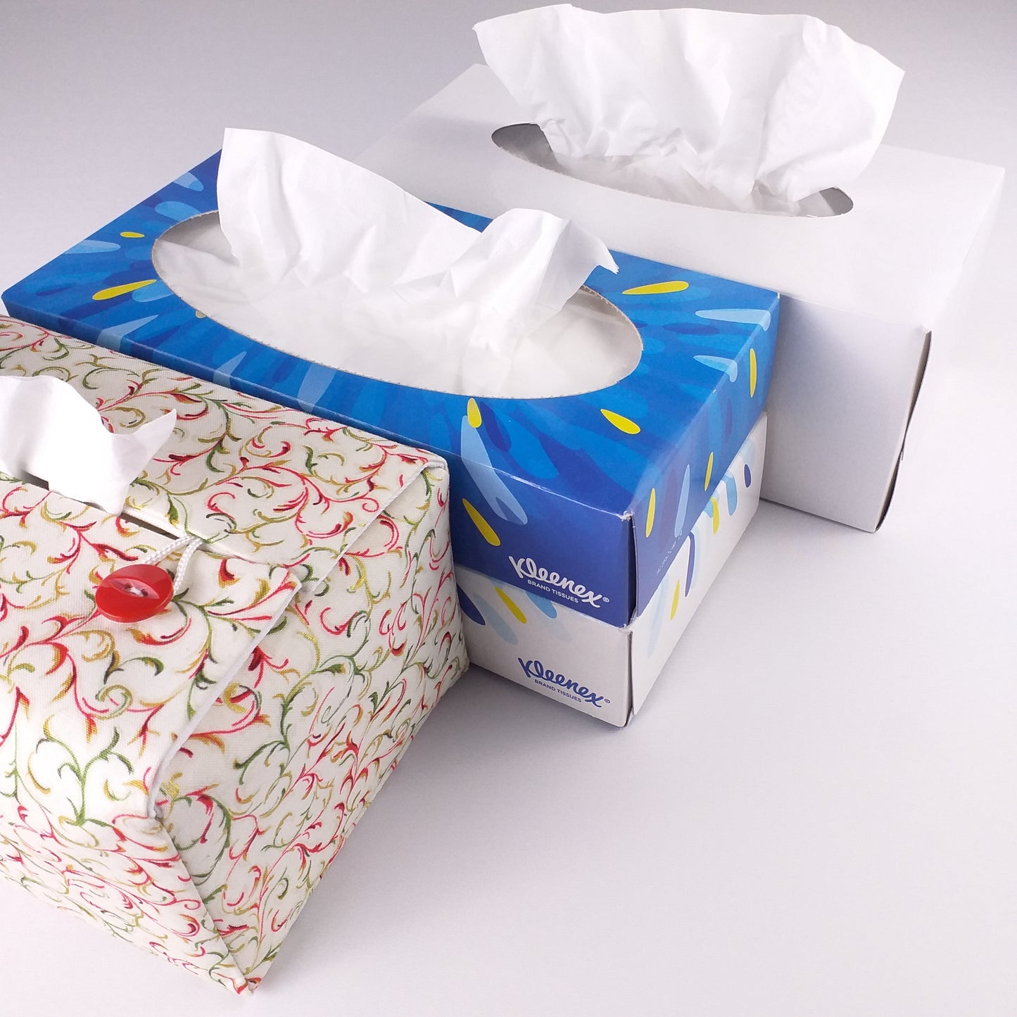 Rectangular Fabric Tissue Box Cover - Christmas Filigree Design