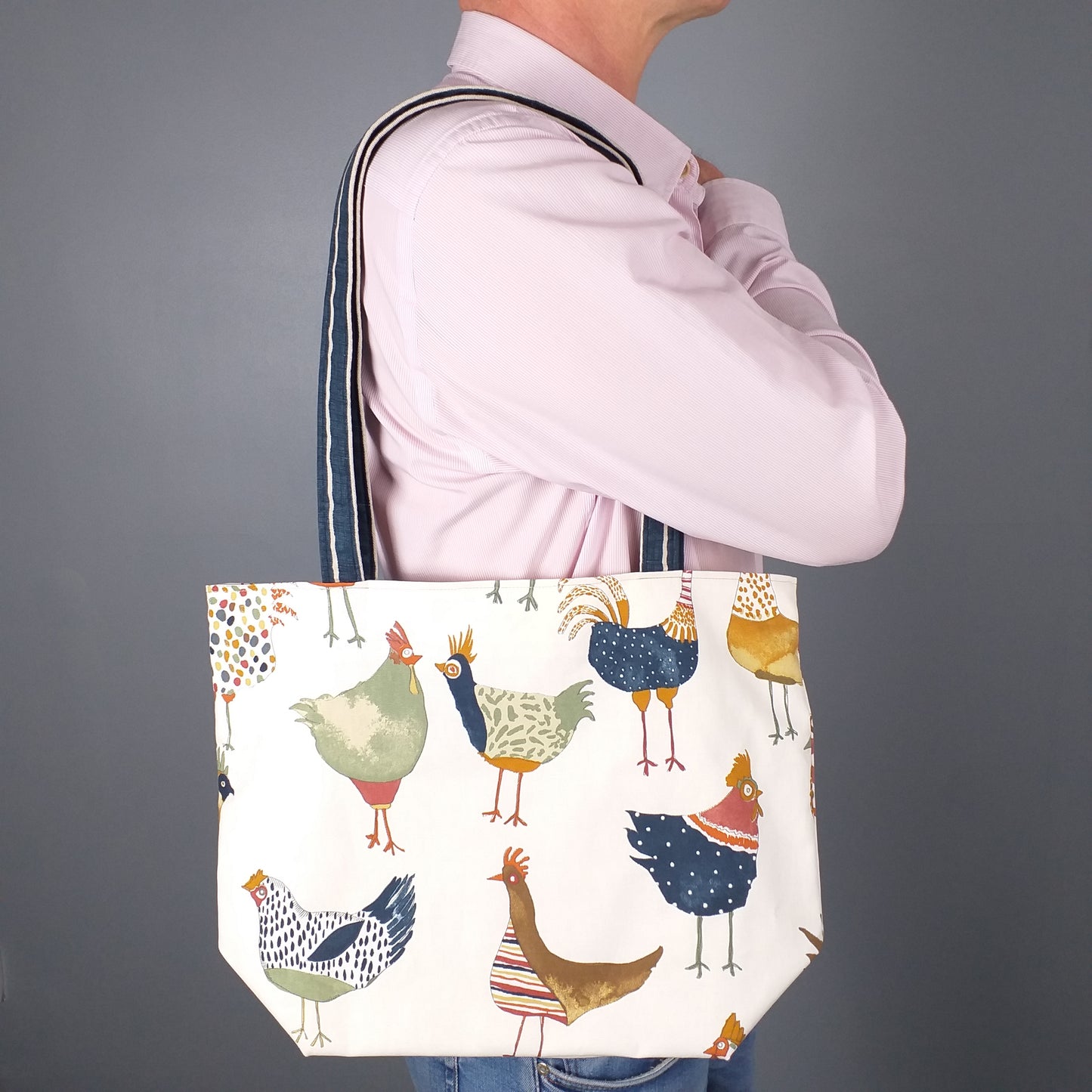 Large tote bag carried over the shoulder