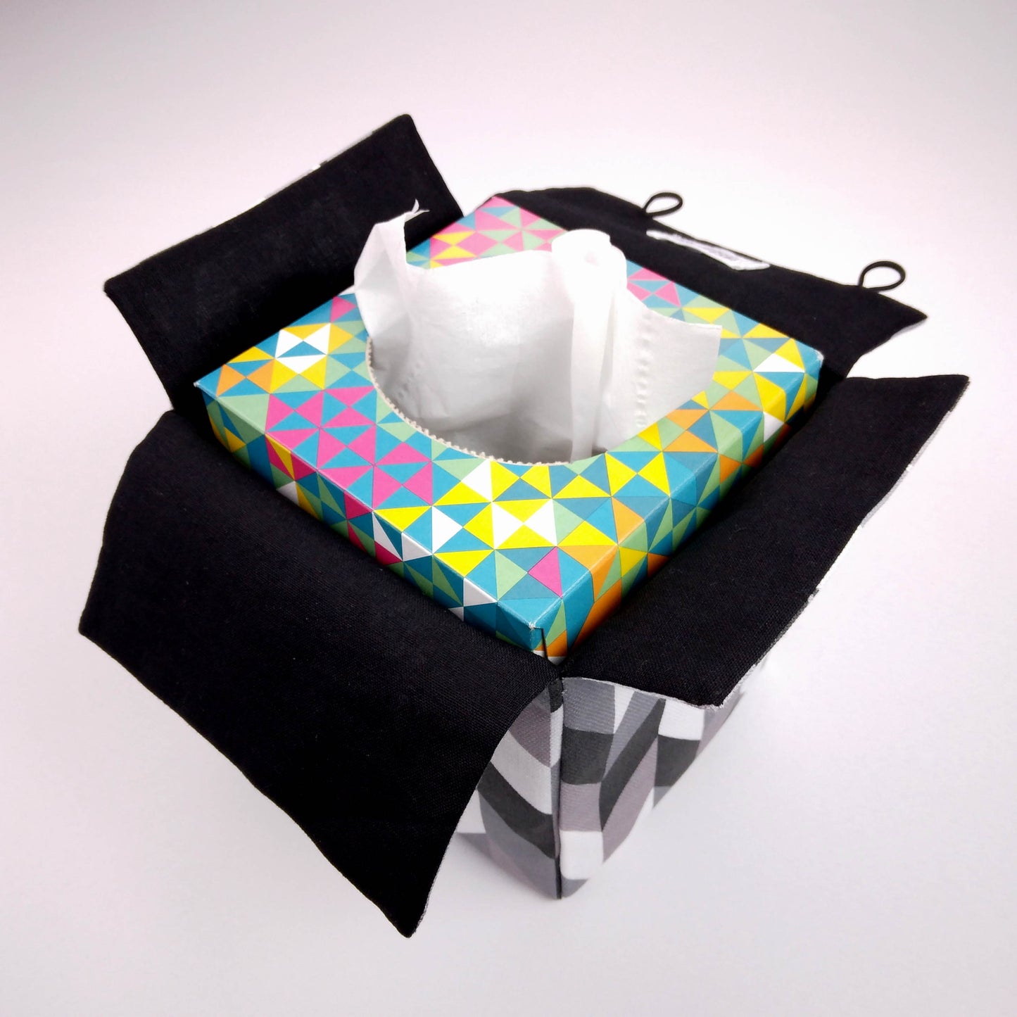 Cube Fabric Tissue Box Cover - Grey Herringbone