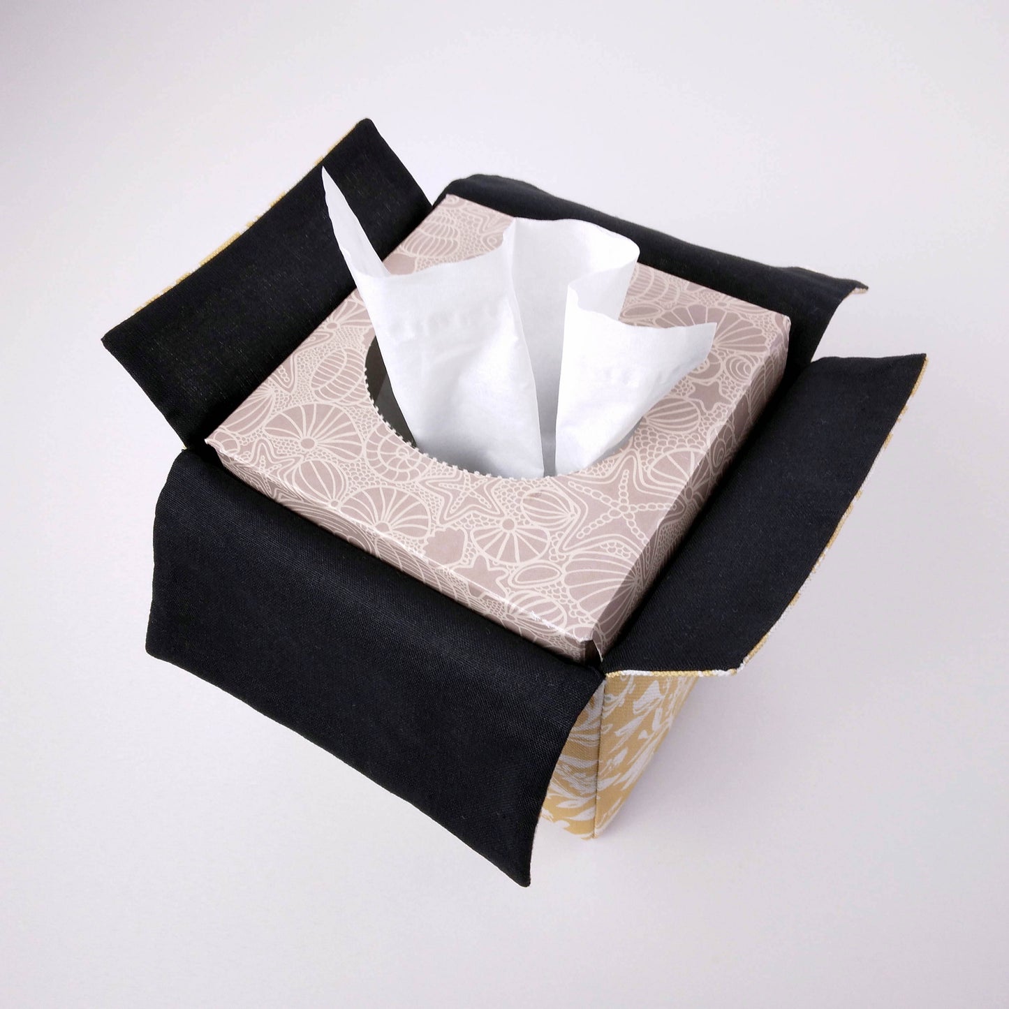 Cube Fabric Tissue Box Cover - Wildflowers on Yellow