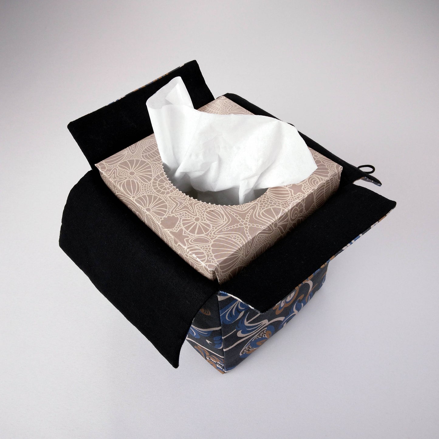 Interior view of square tissue box cover