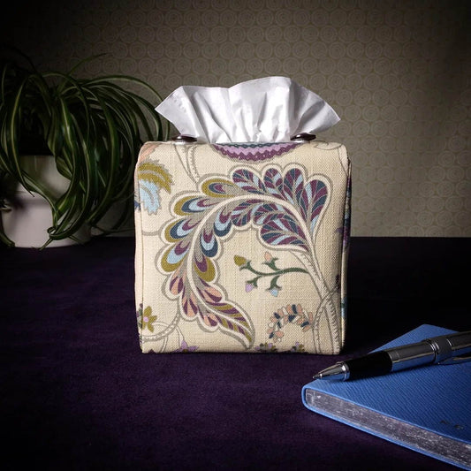 Cube Fabric Tissue Box Cover - Floral Tapestry Print