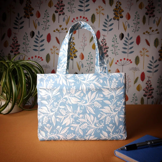 Mini Tote Bag - Wildflowers on Light Blue