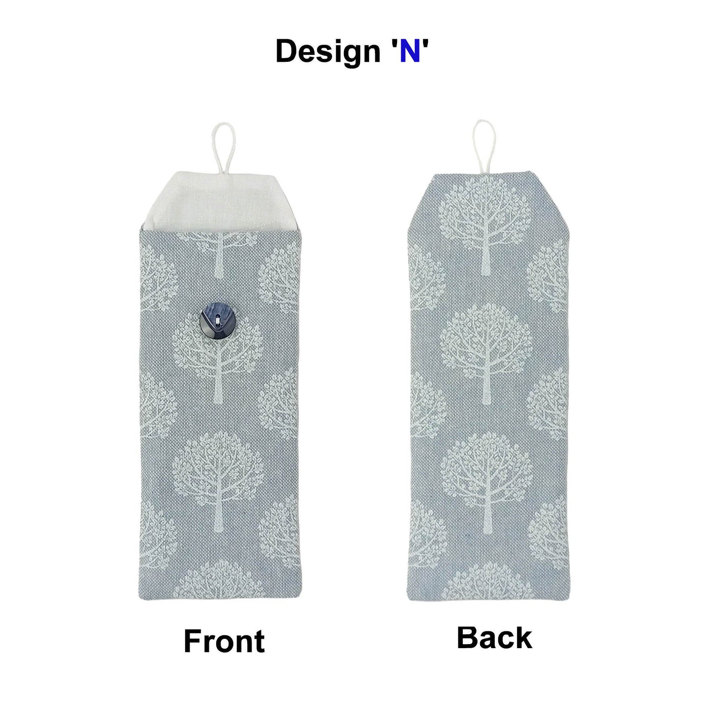 Soft padded eyeglass pouch with blue and white mulberry trees pattern
