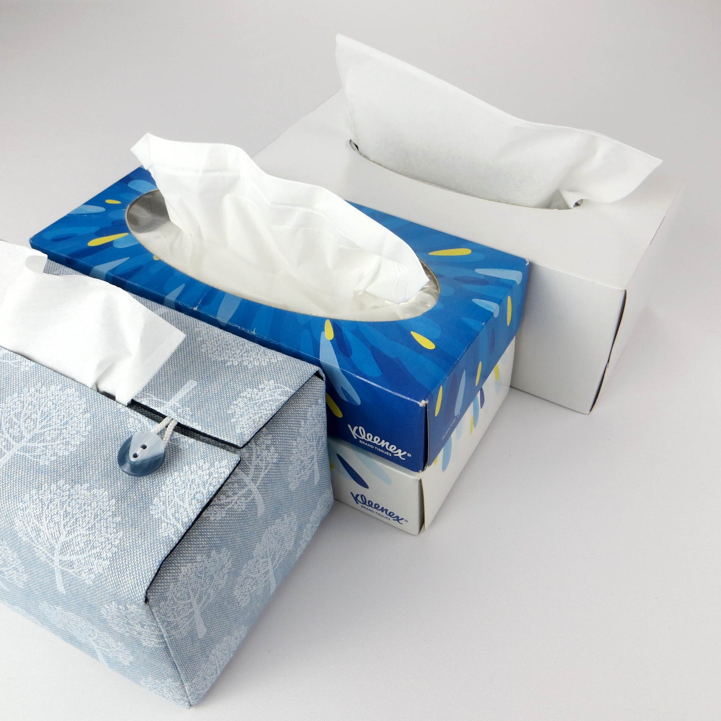 Cotton rectangle tissue box cover with tissue box options
