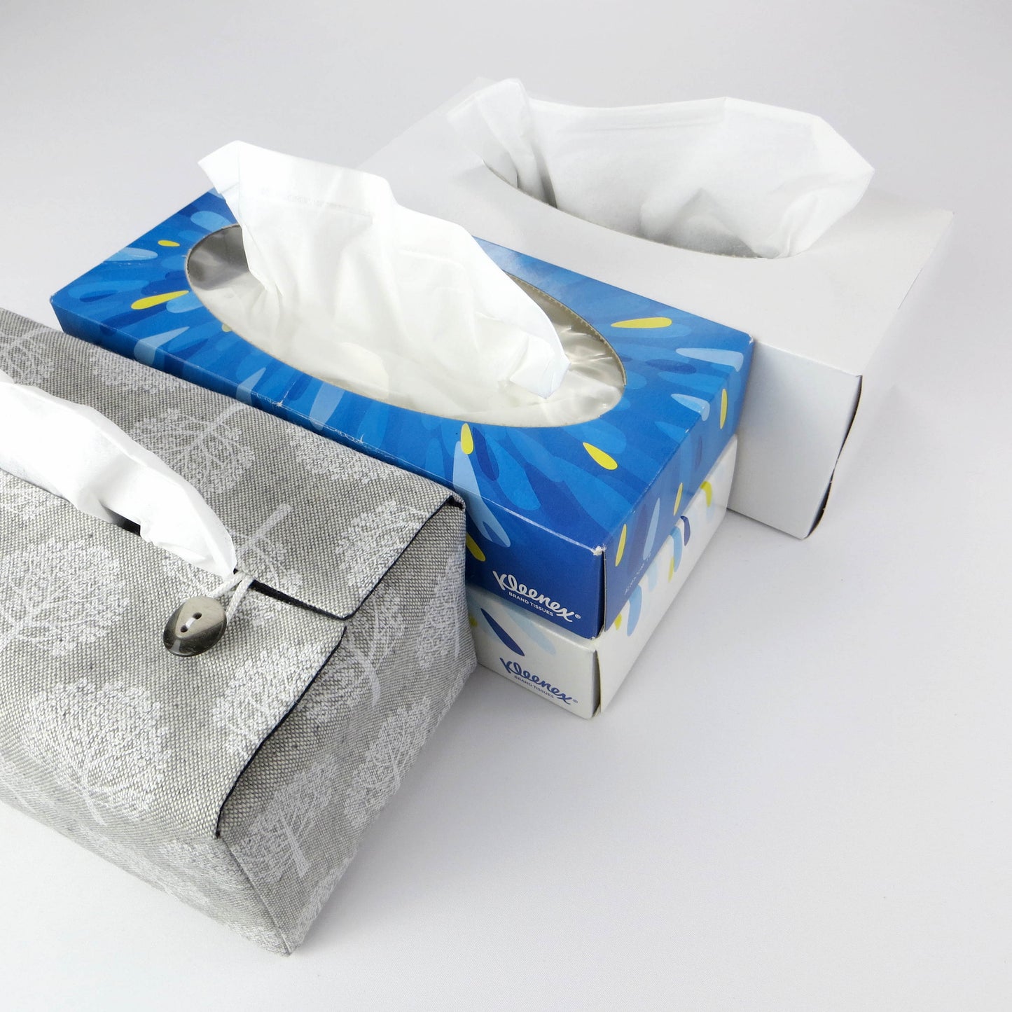 Printed cotton rectangle tissue box cover with tissue box options