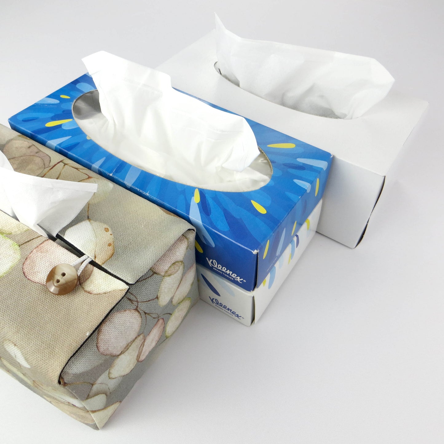 Cotton rectangle tissue box cover with tissue box options