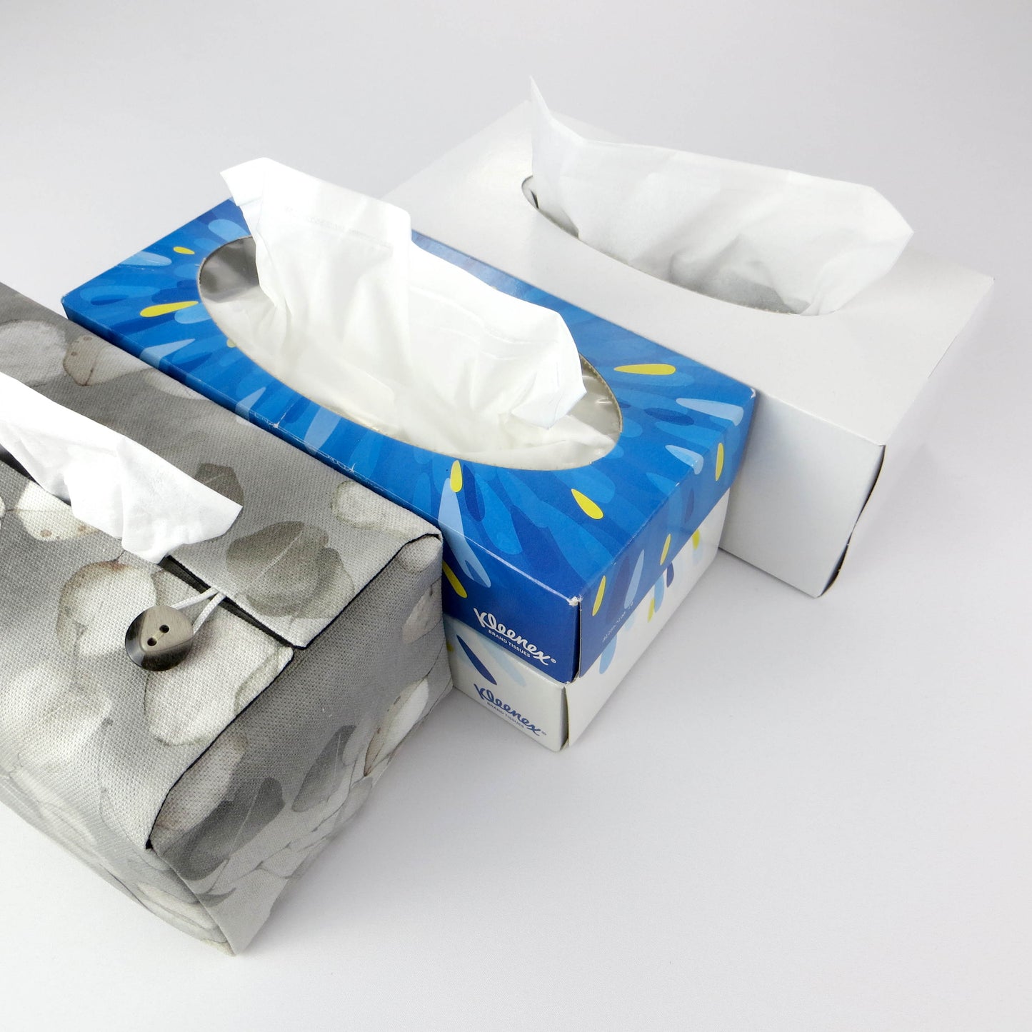 Cotton rectangle tissue box cover with tissue box options