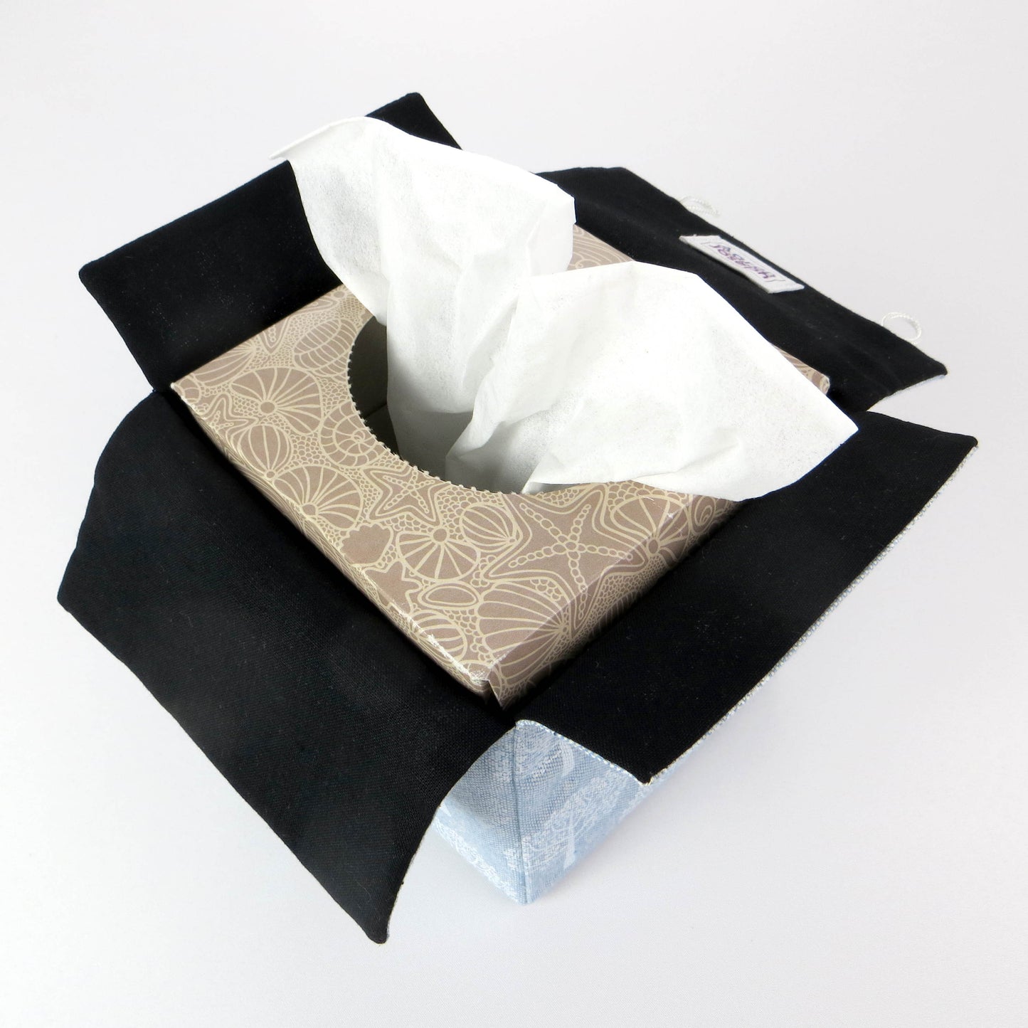 Interior view of cotton square tissue box cover