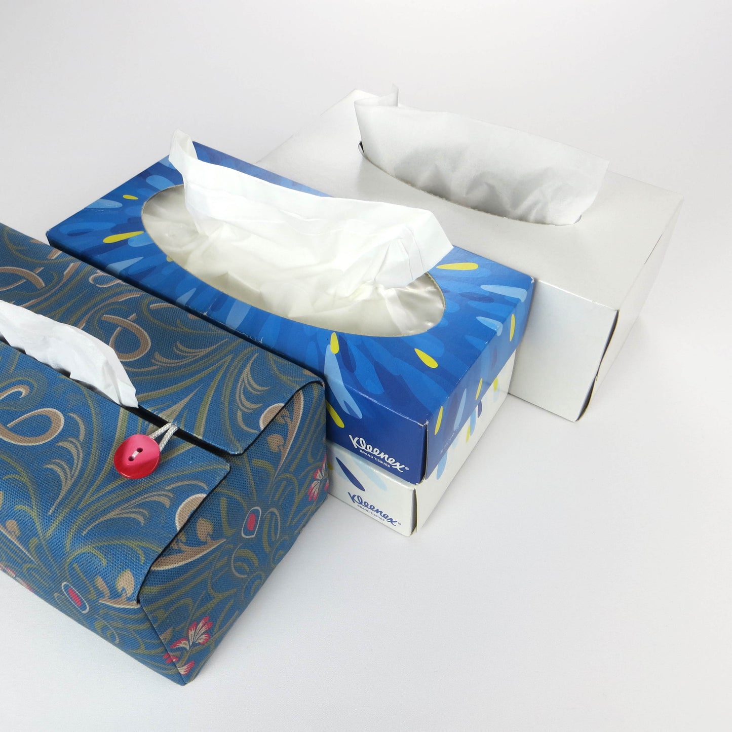 Rectangular tissue box cover with tissue box options