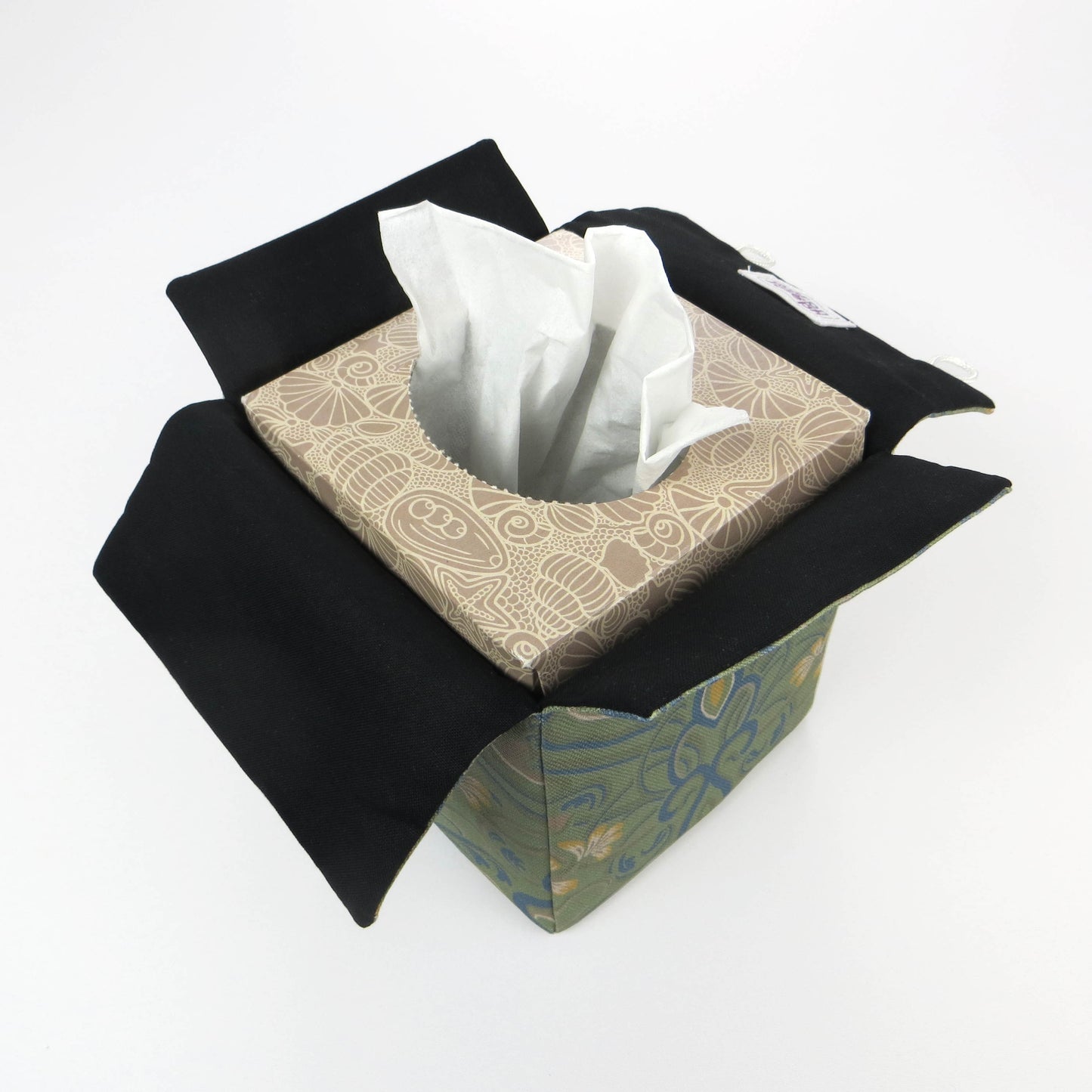 Interior view of square tissue box cover