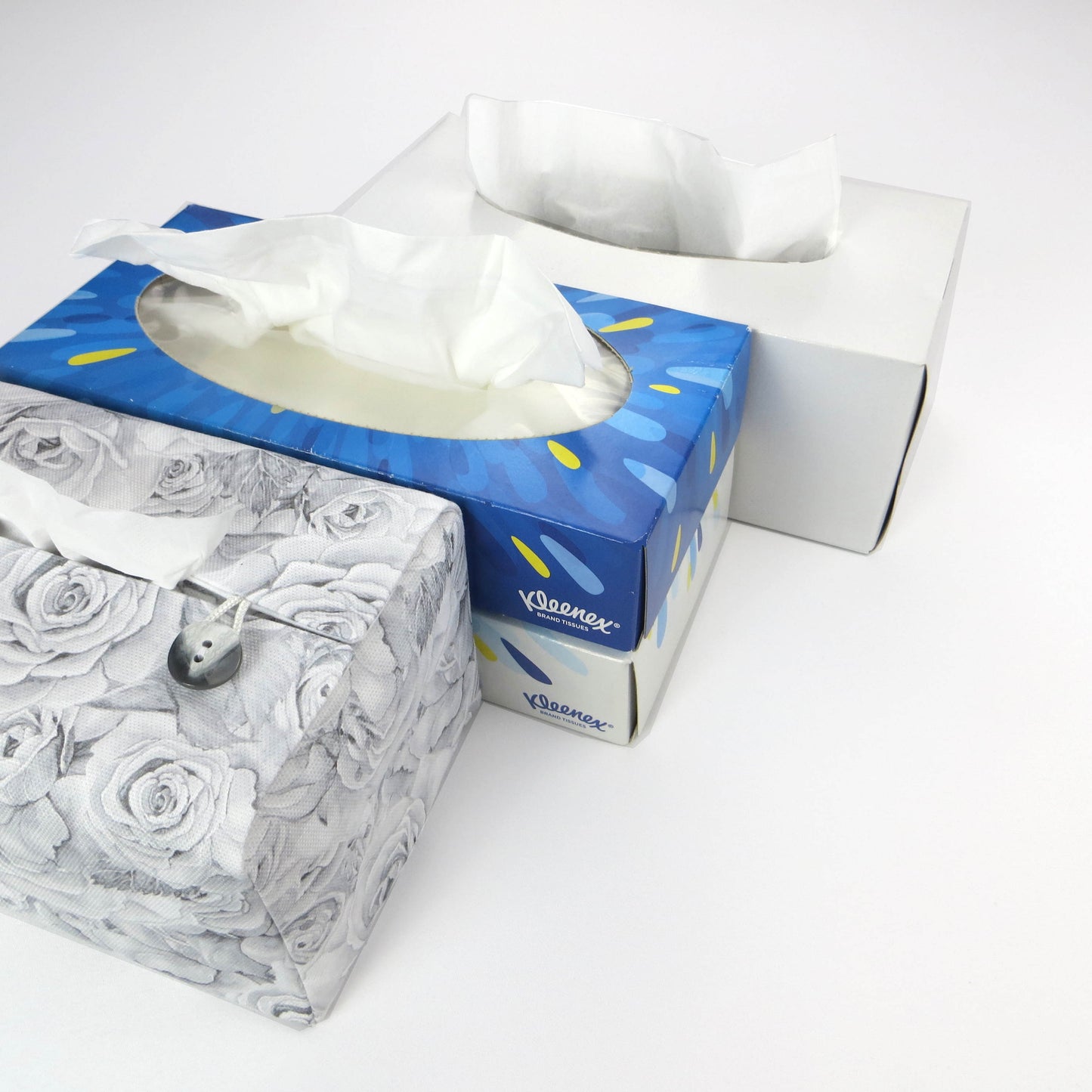 Cotton rectangle tissue box cover with tissue box options