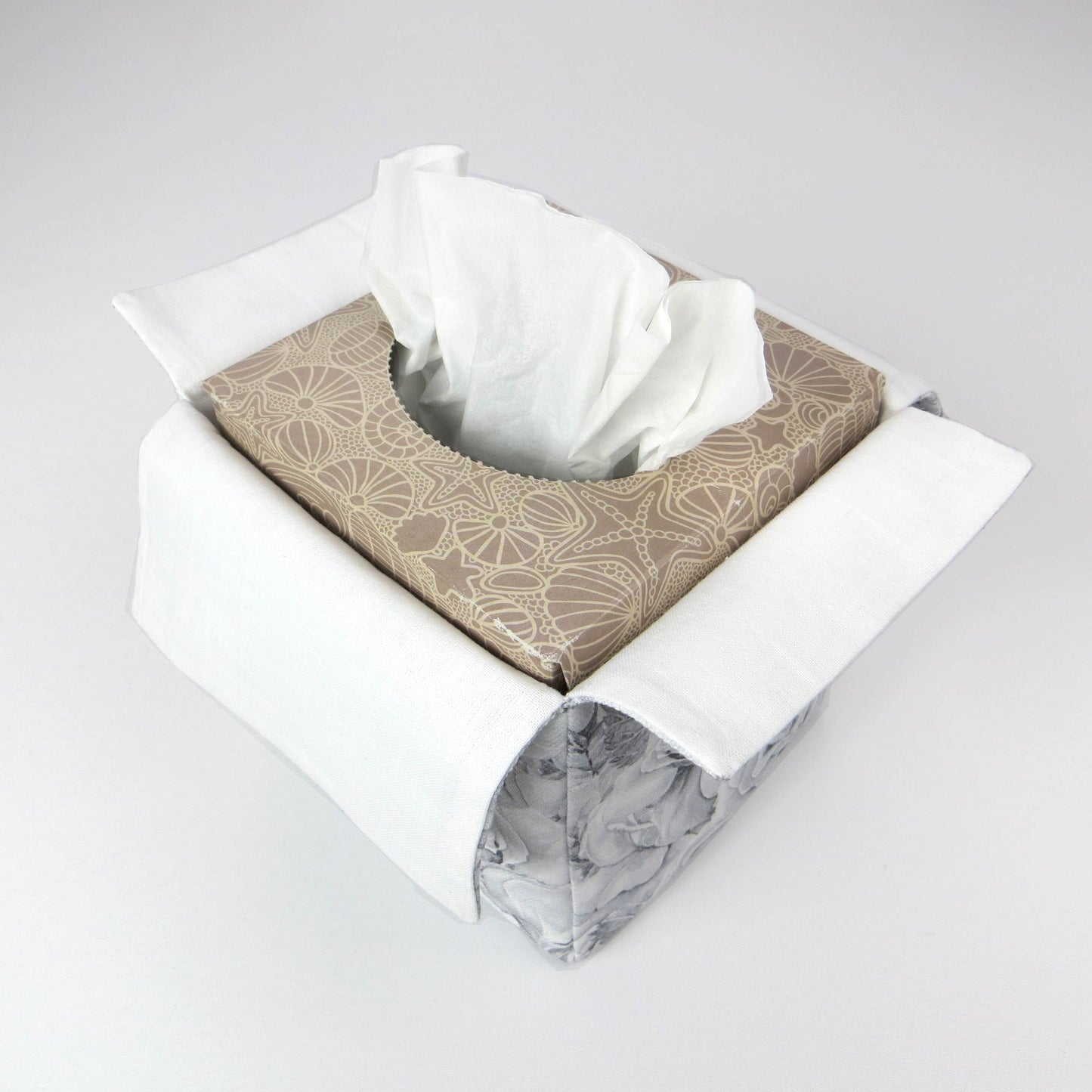 Interior view of cotton square tissue box cover