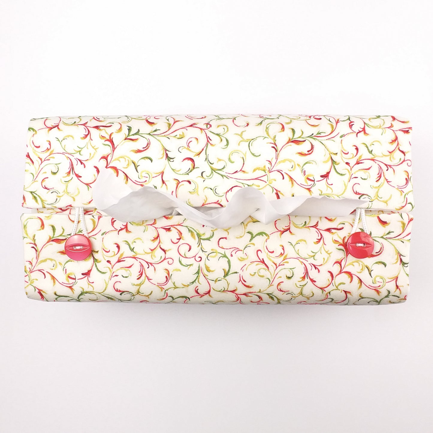 Rectangular Fabric Tissue Box Cover - Christmas Filigree Design