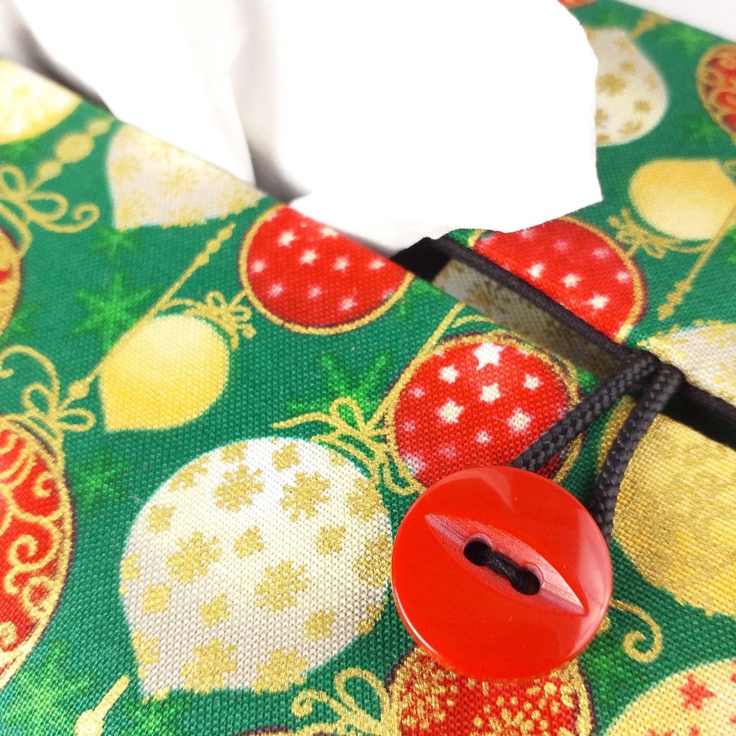 Rectangular Fabric Tissue Box Cover - Christmas Baubles Design