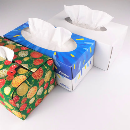 Rectangular Fabric Tissue Box Cover - Christmas Baubles Design