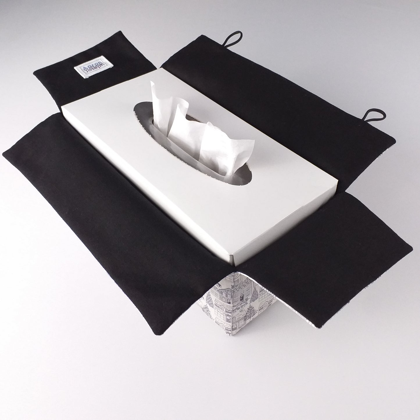 Rectangular Fabric Tissue Box Cover - Winter Village Christmas Design