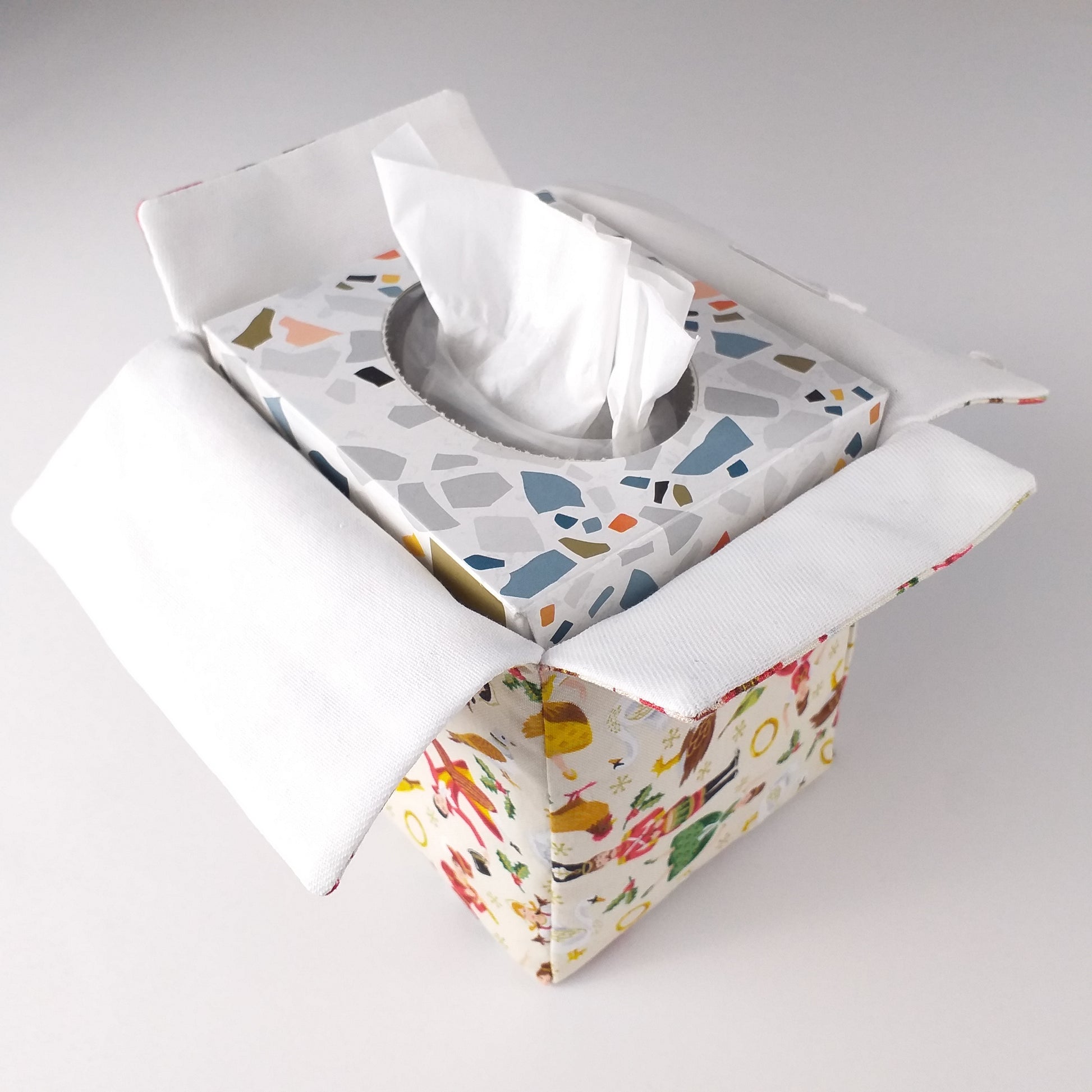 Interior view of square tissue box cover