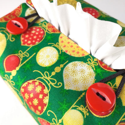 Close up of square tissue box cover with buttons