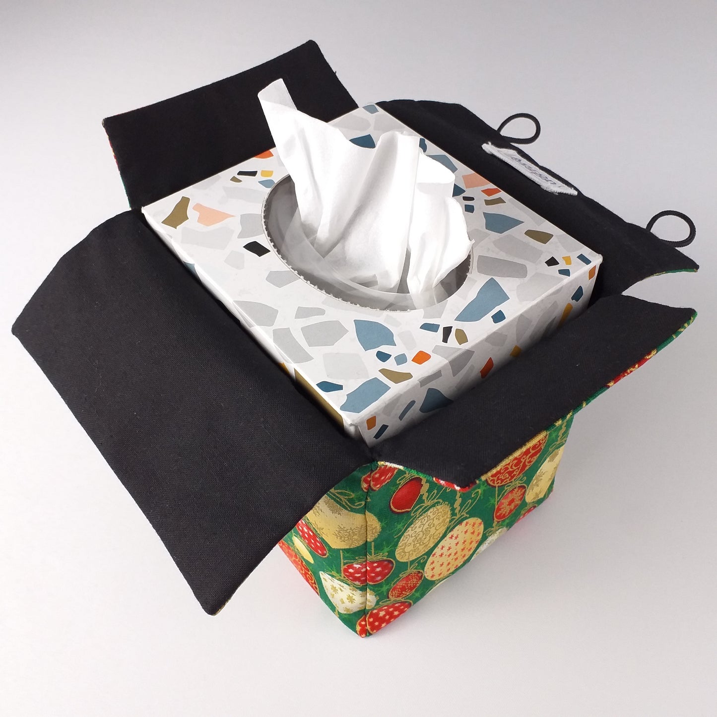 Interior view of square tissue box cover