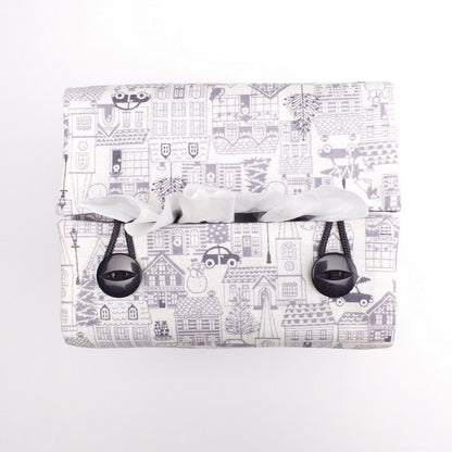 Top view of square tissue box cover with buttons