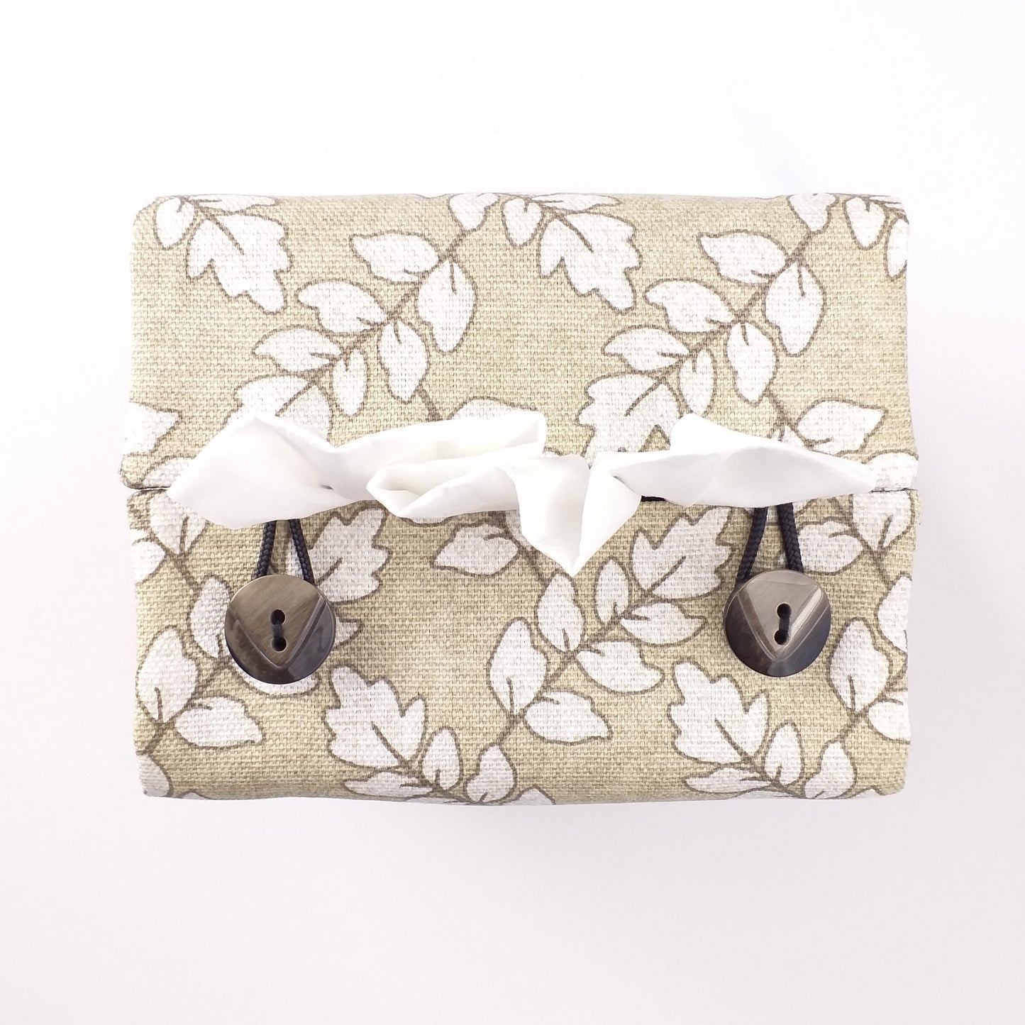 Cube Fabric Tissue Box Cover - Ash Leaves Oatmeal
