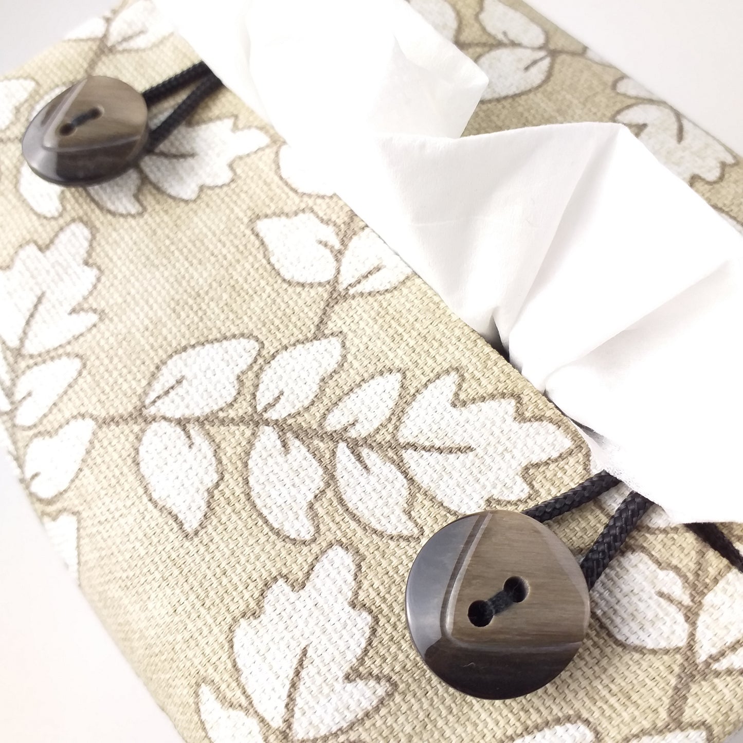 Cube Fabric Tissue Box Cover - Ash Leaves Oatmeal