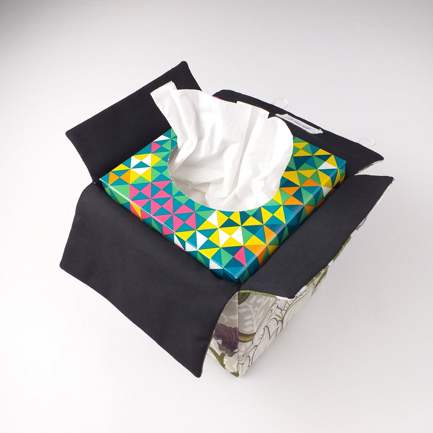 Interior view of square tissue box cover