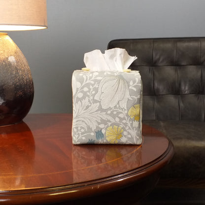 Cube Fabric Tissue Box Cover - Magnolia White & Grey
