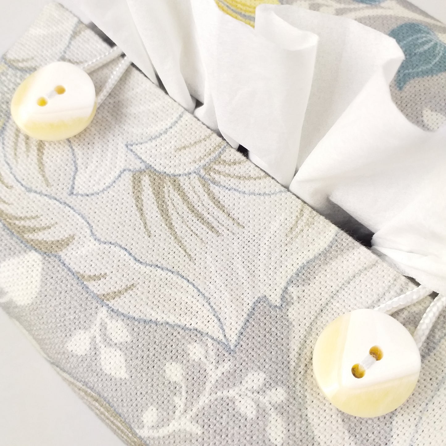 Cube Fabric Tissue Box Cover - Magnolia White & Grey