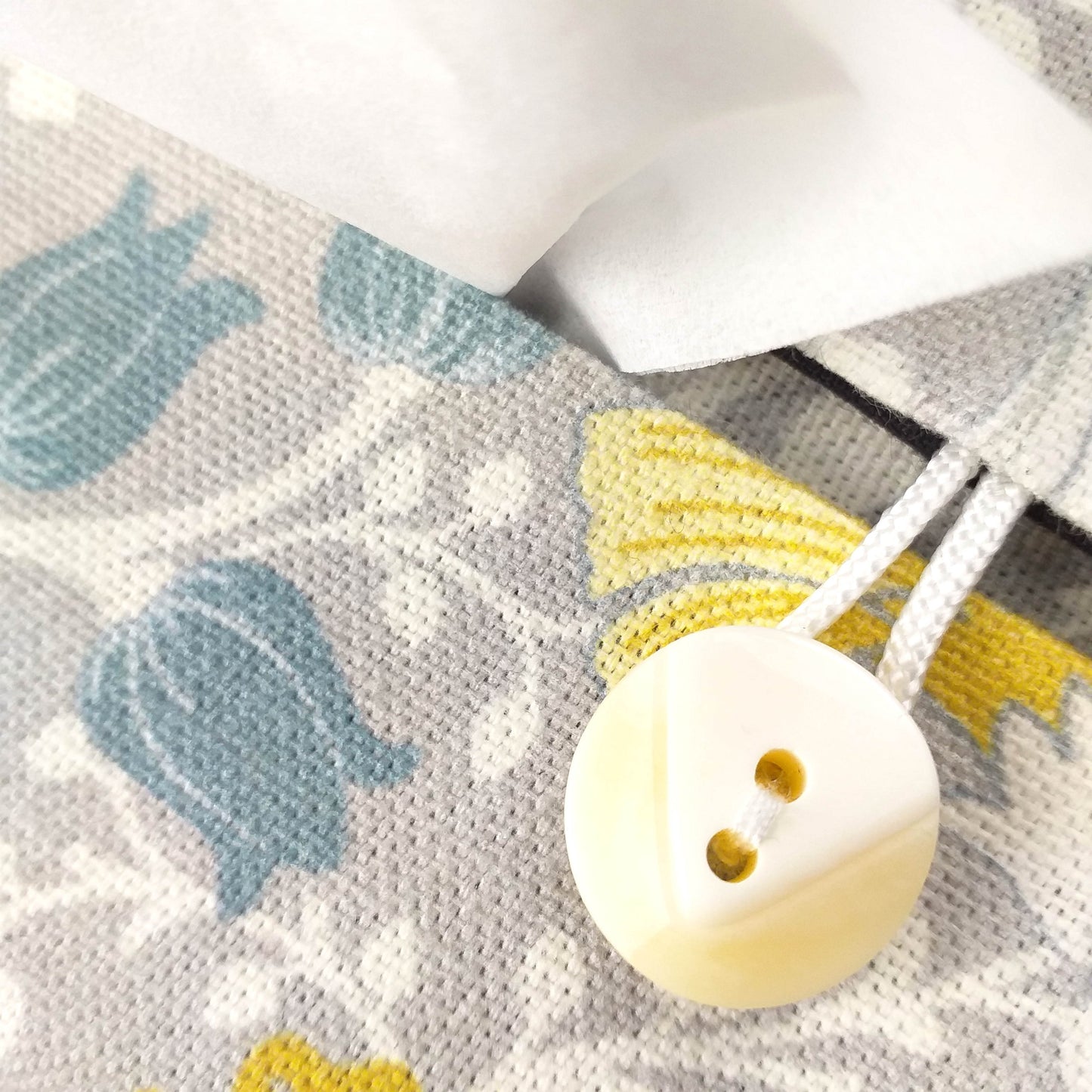 Rectangular Fabric Tissue Box Cover - Magnolia White & Grey