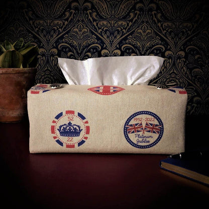Rectangular Fabric Tissue Box Cover - Platinum Jubilee