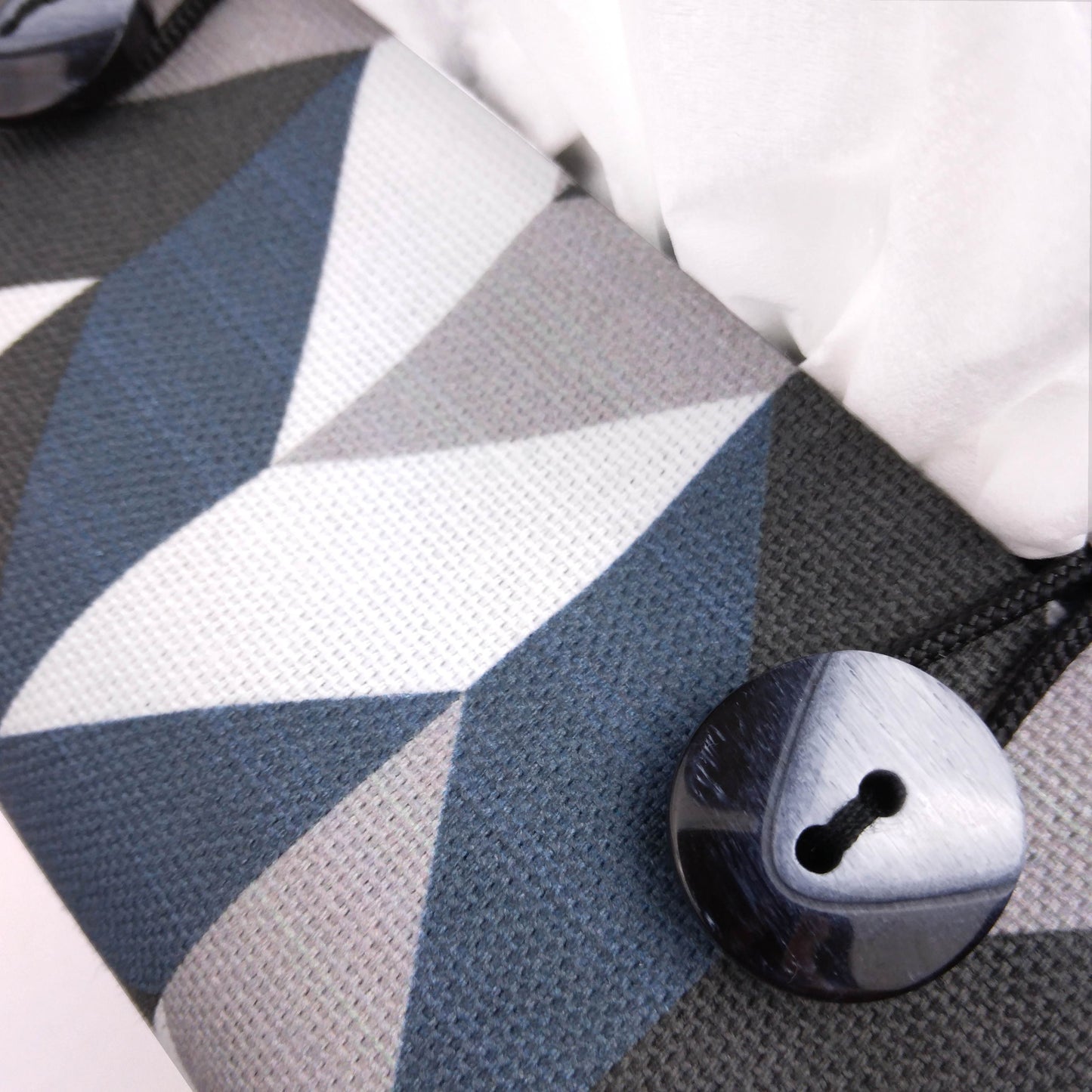 Cube Fabric Tissue Box Cover - Blue Herringbone