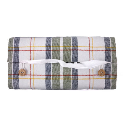 Rectangular Fabric Tissue Box Cover - Green Plaid