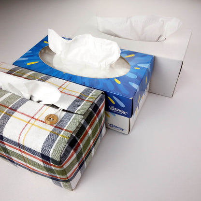 Rectangular Fabric Tissue Box Cover - Green Plaid