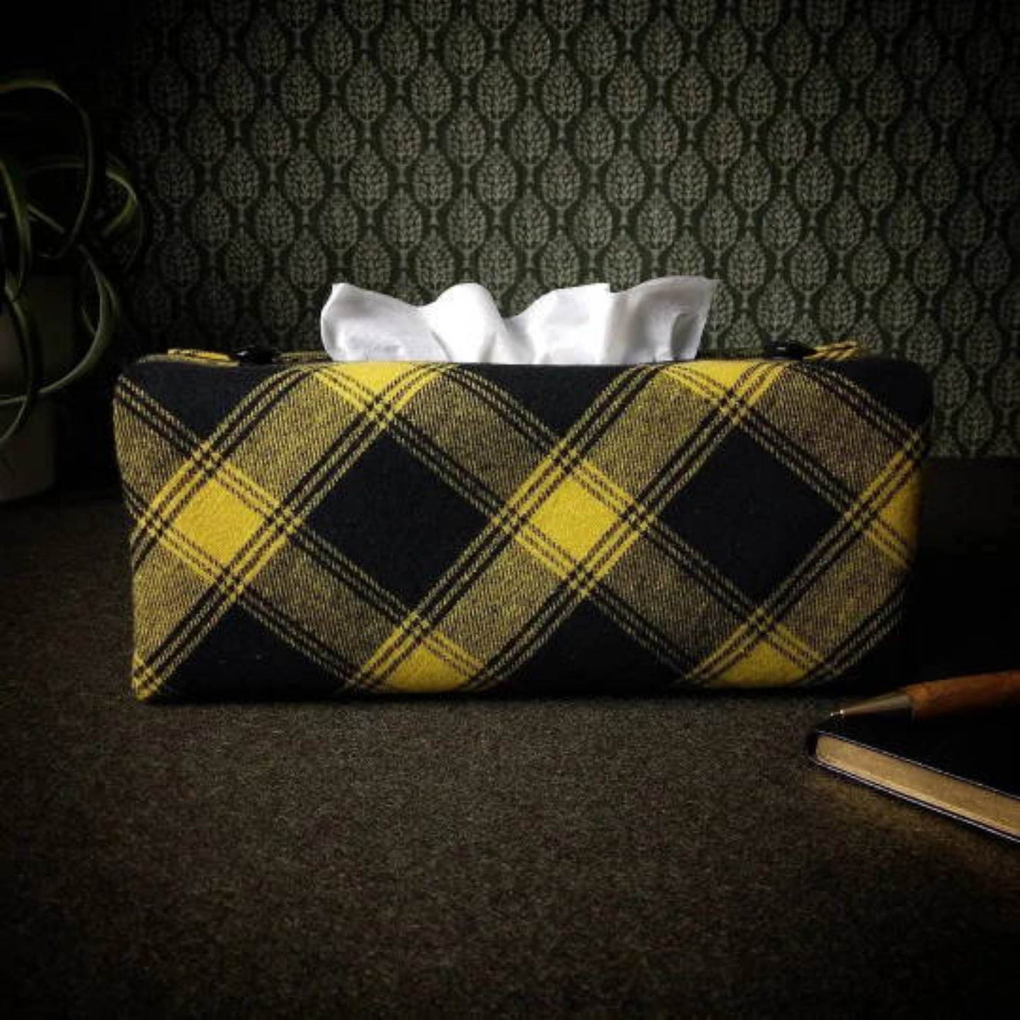 Rectangular Fabric Tissue Box Cover - Yellow Plaid