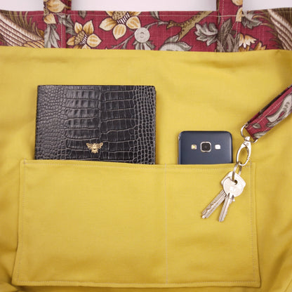 Deluxe Tote Bag - Pheasants on Red