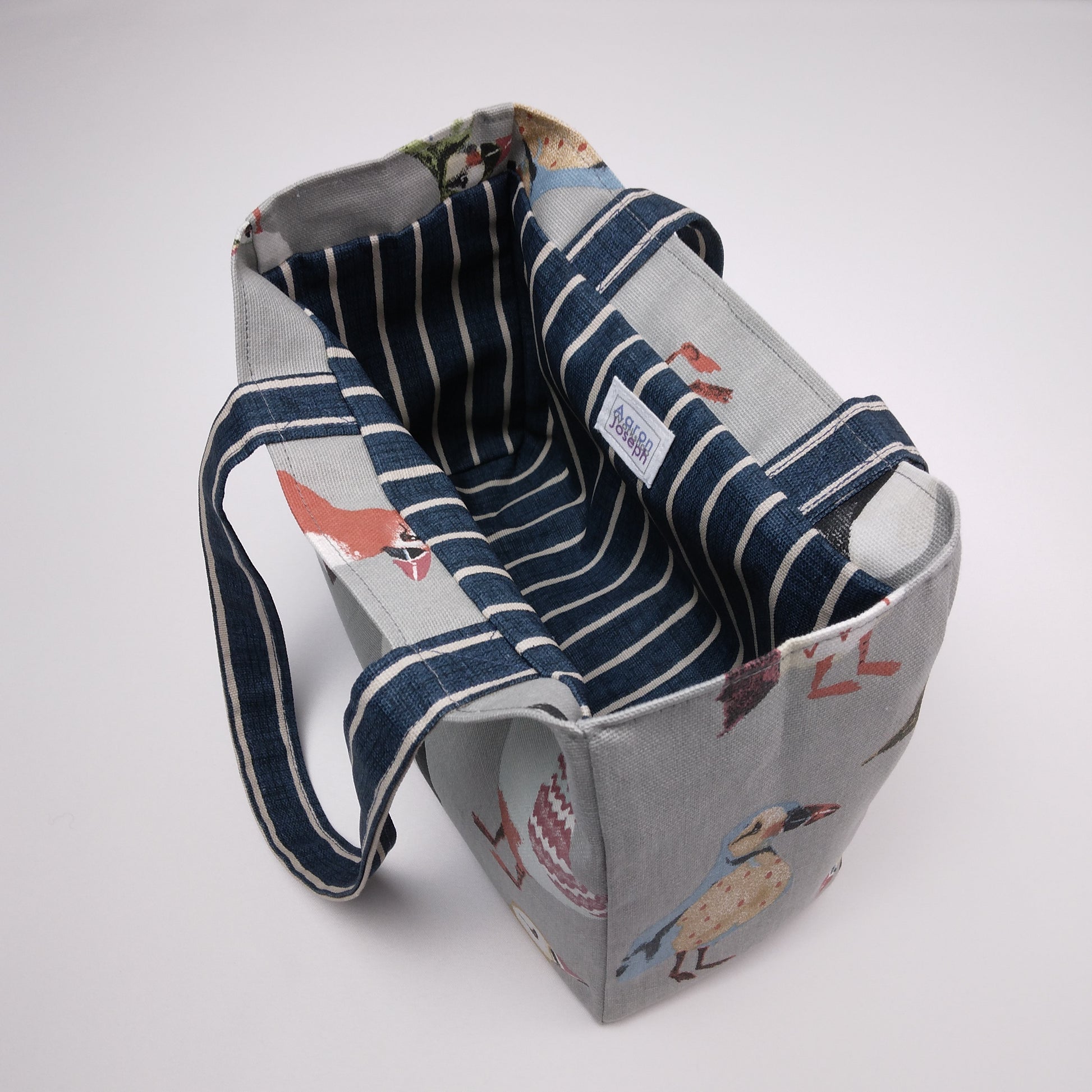 Interior view of a mini tote bag