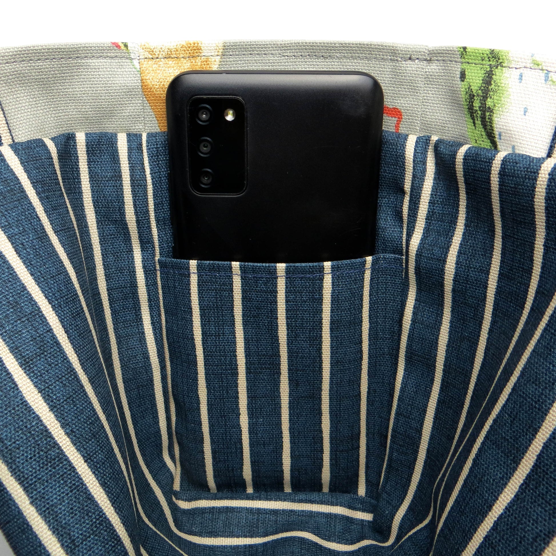 Close up of a mini tote bag interior pocket