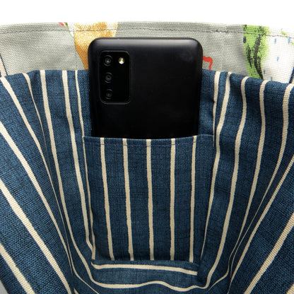 Close up of a mini tote bag interior pocket