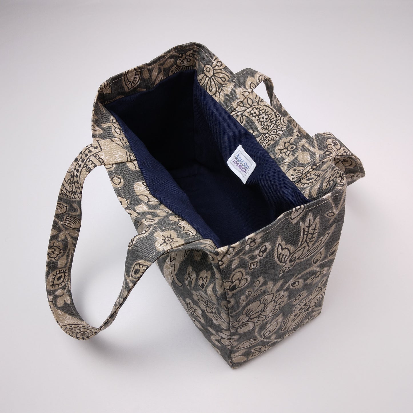 Mini Tote Bag - Elephants on Grey