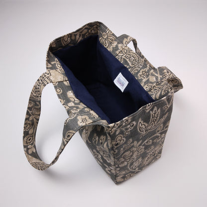 Mini Tote Bag - Elephants on Grey