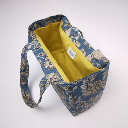 Mini Tote Bag - Elephants on Blue