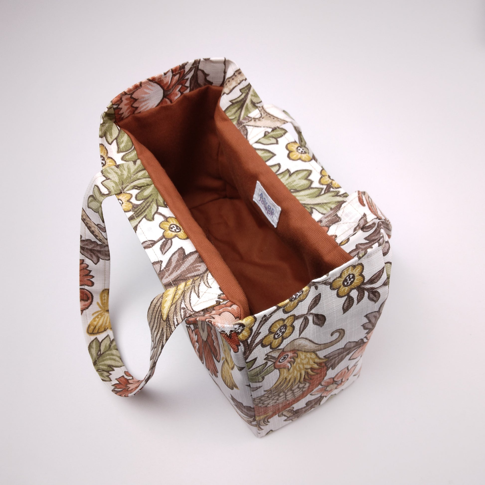 Interior view of a mini tote bag