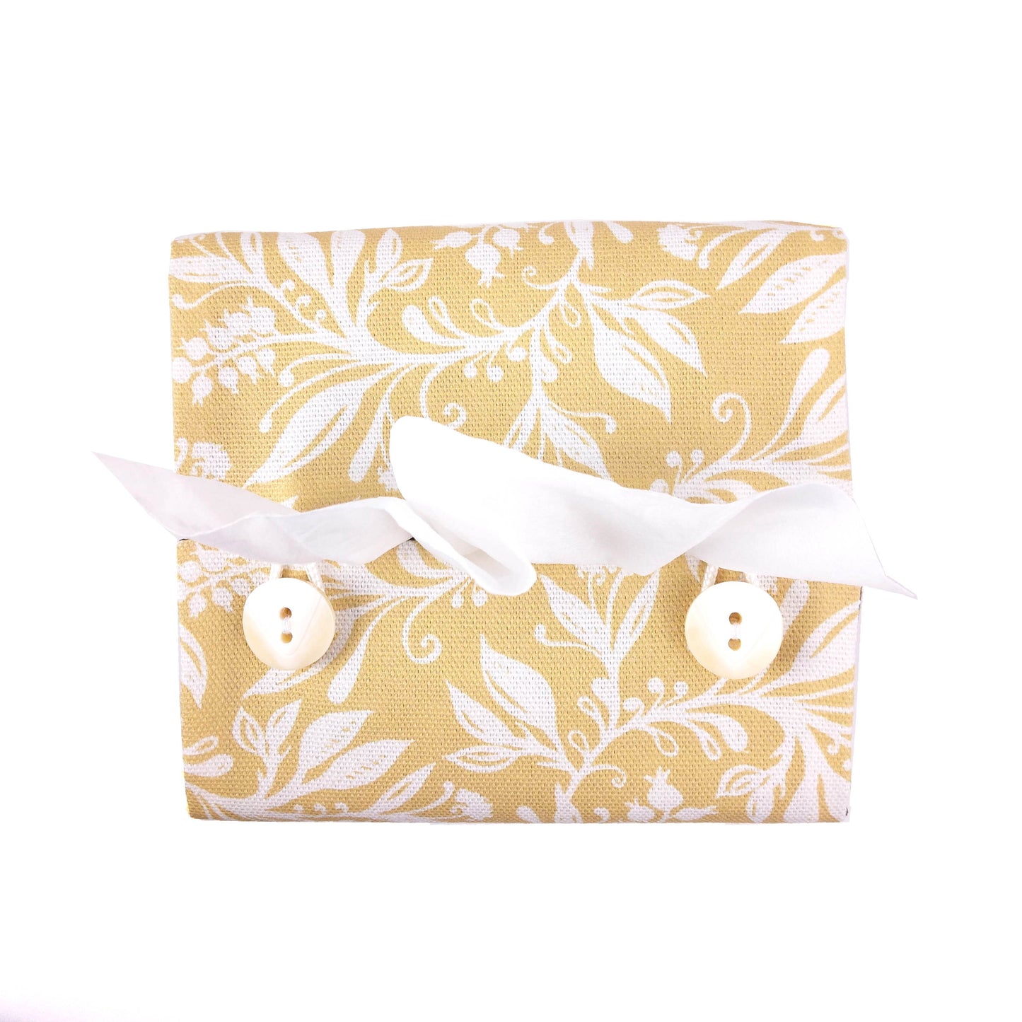 Cube Fabric Tissue Box Cover - Wildflowers on Yellow