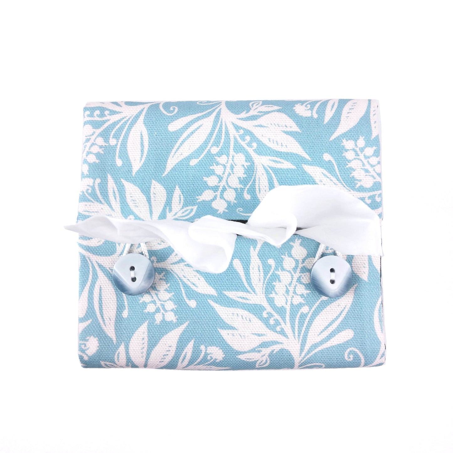 Cube Fabric Tissue Box Cover - Wildflowers on Light Blue