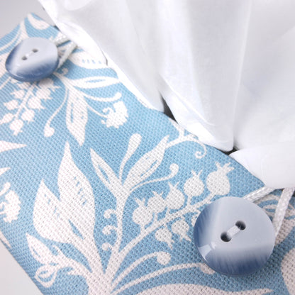 Cube Fabric Tissue Box Cover - Wildflowers on Light Blue