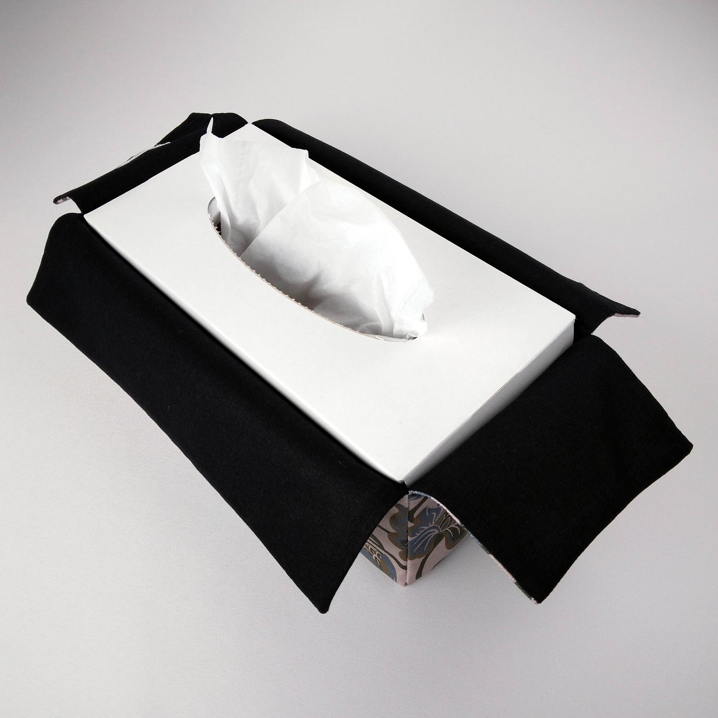 Interior view of cotton rectangle tissue box cover