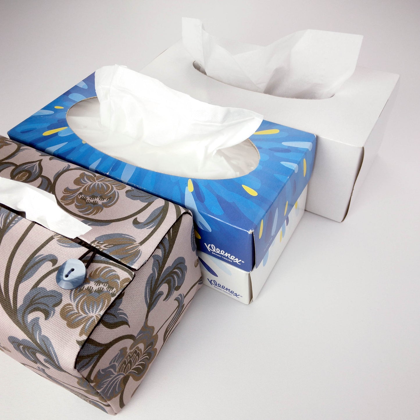 Printed cotton rectangle tissue box cover with tissue box options