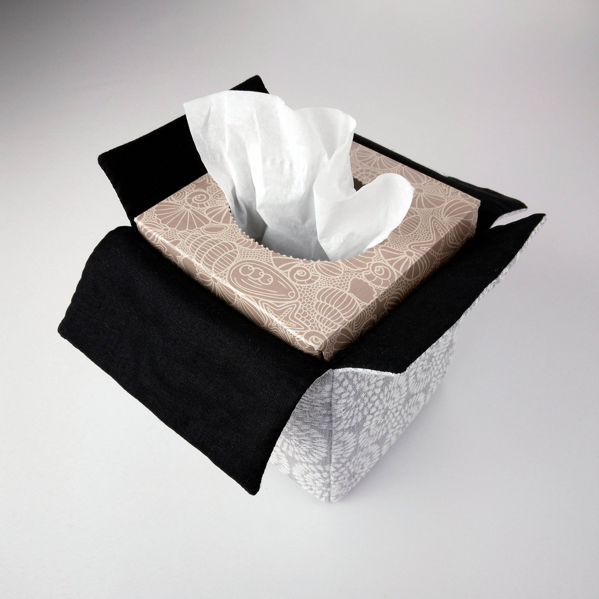Interior view of square tissue box cover